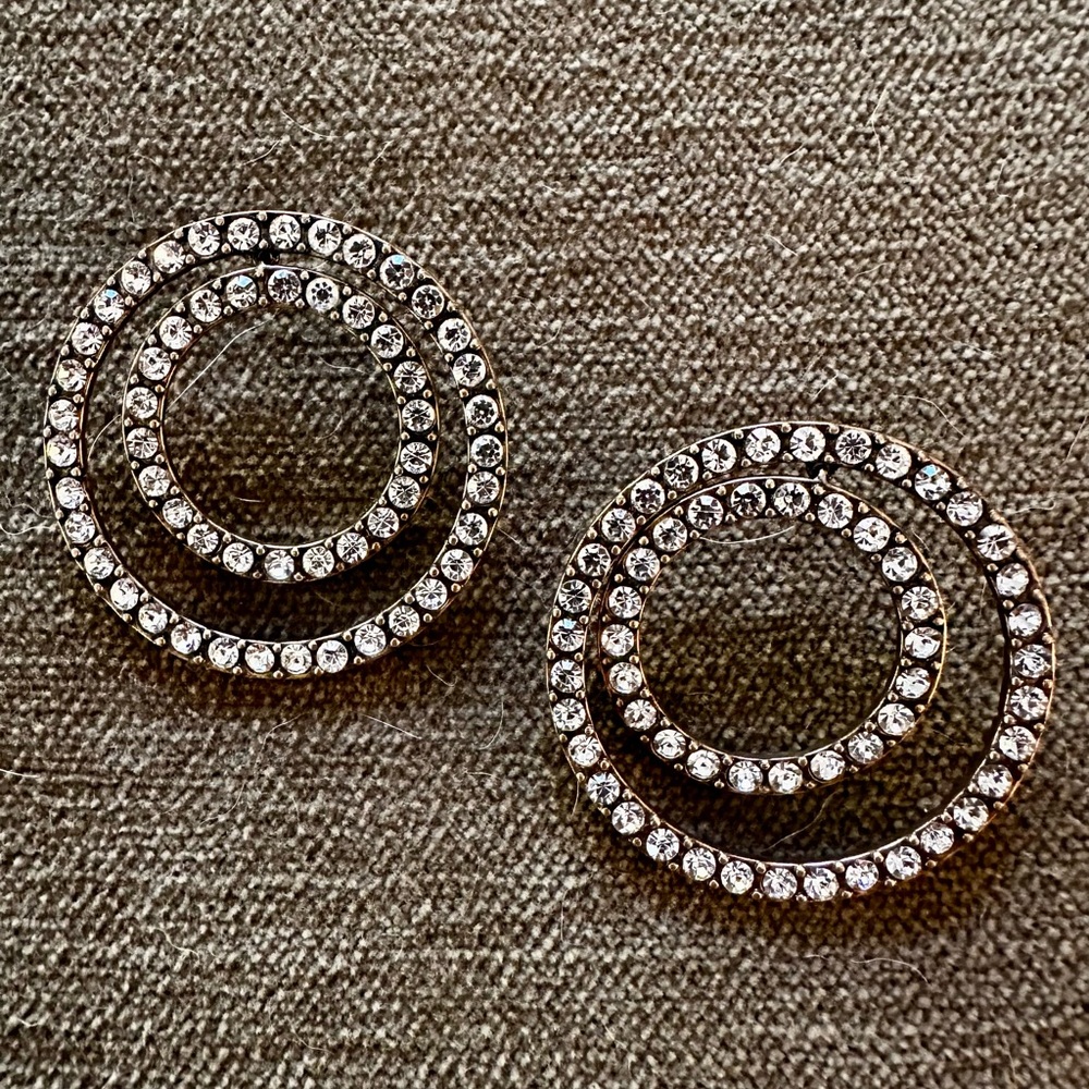 JCrew Double Circle Rhinestone Earrings